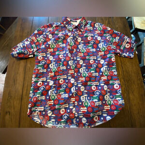 Tommy Jeans Vintage 90s Baseball Collar Button Up Short Sleeve Size XL B16
